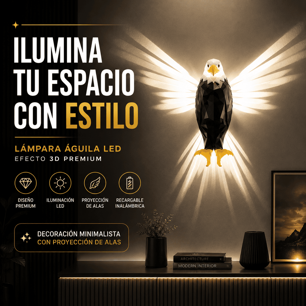 Águila Lampara LED 3D