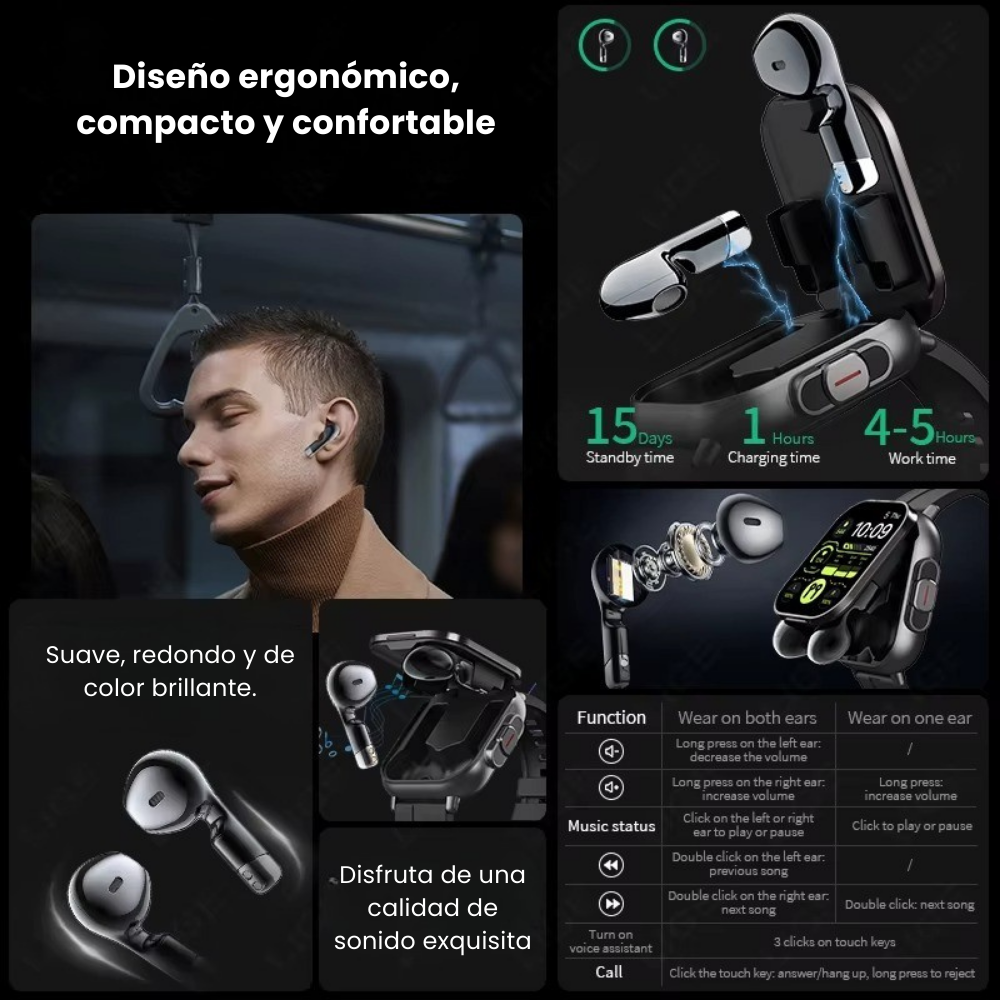 Smart Watch D8pro con Auriculares - 2 en 1
