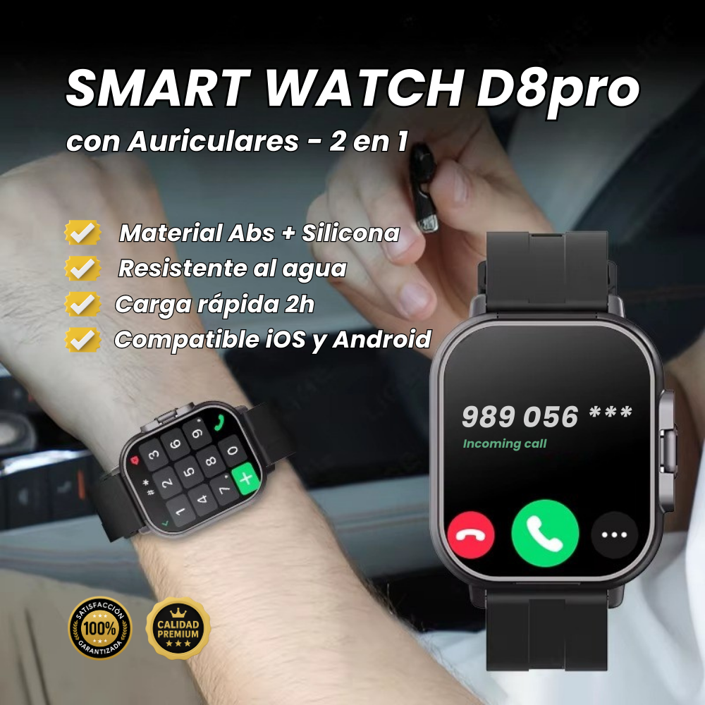 Smart Watch D8pro con Auriculares - 2 en 1